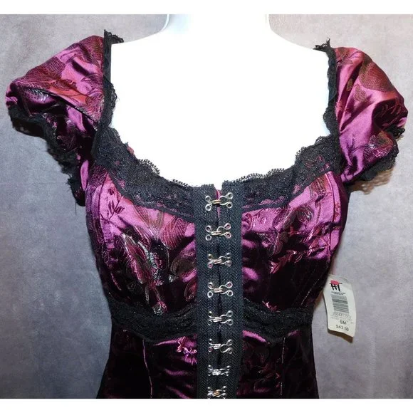 Y2K Discontinued Tripp Purple Brocade Gothic Boned Top NWT - Picture 8 of 9